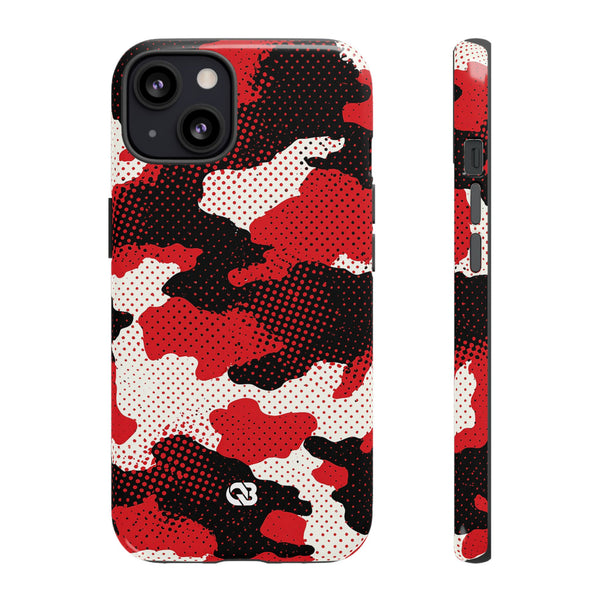 Crimson Halftone Camo · Tough Phone Case for iPhone · Red