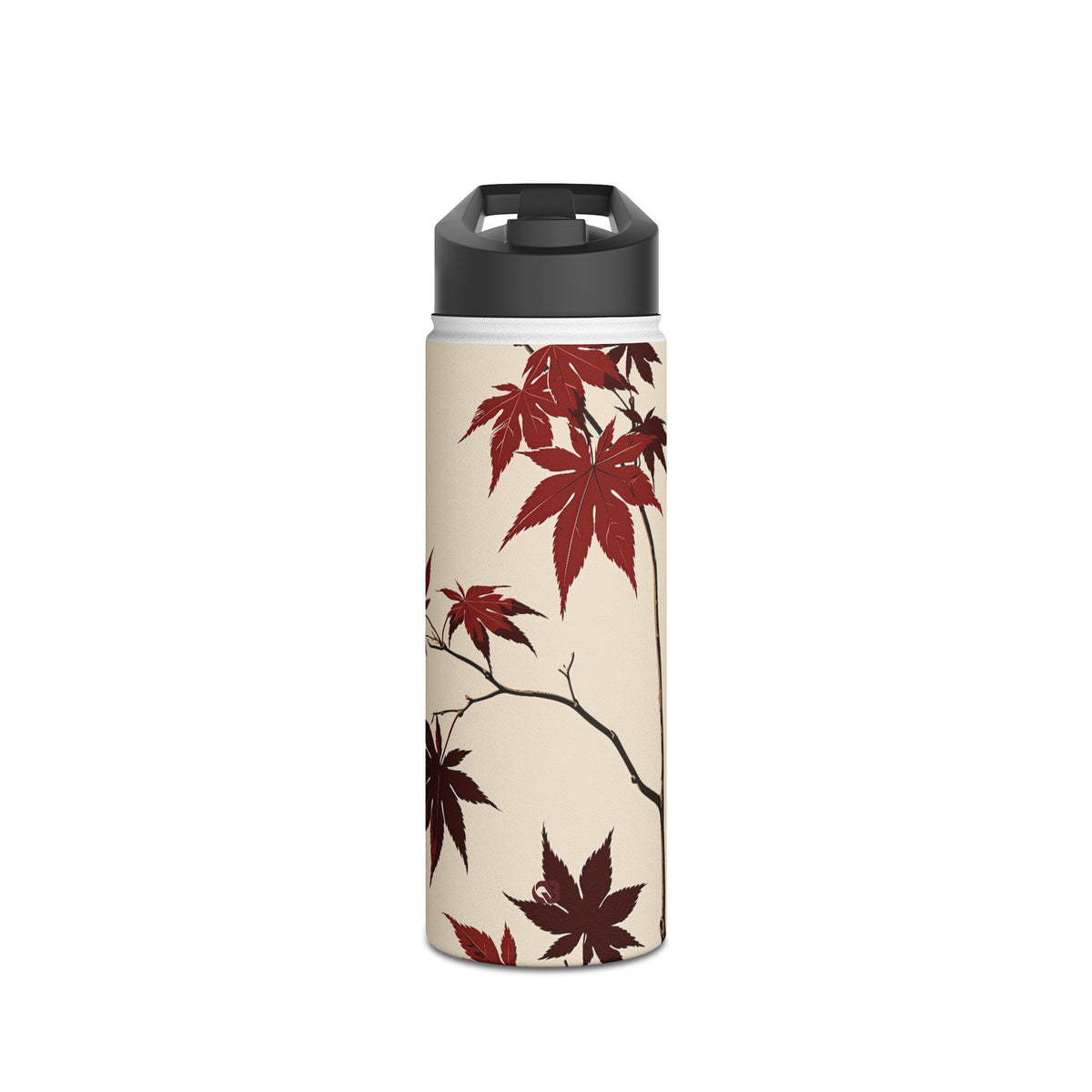 Crimson Maple Branch · Insulated Water Bottle · Beige