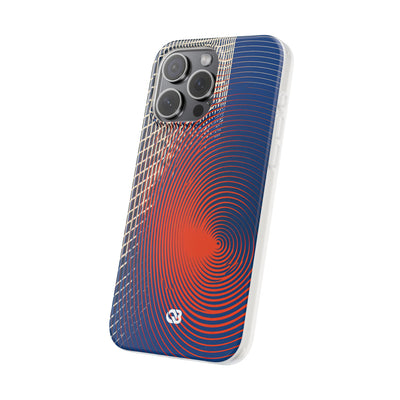 Blue Lite Phone Case for iPhone - Orange Orbit Grid