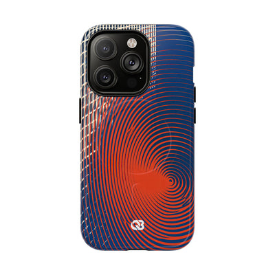 Blue Tough 2.0 Magsafe Phone Case for iPhone - Orange Orbit Grid