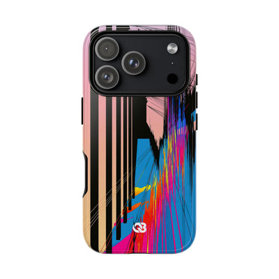 Blue Tough Phone Case for iPhone - Fractured Data Skyline