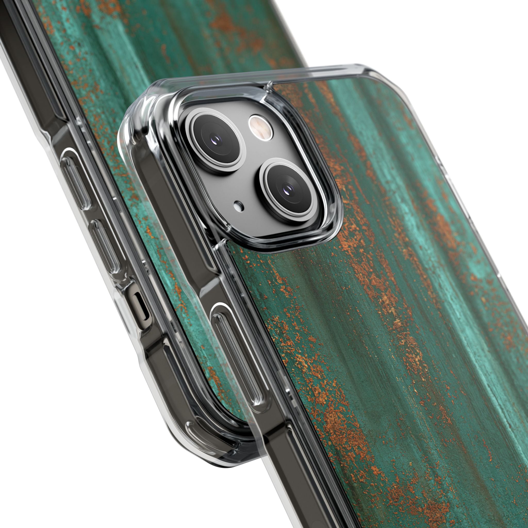 Teal Impact MagSafe Phone Case for iPhone - Verdigris Copper Siding