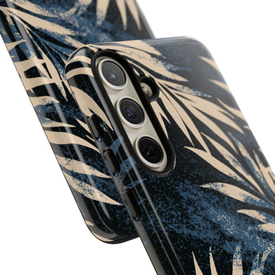 Blue Tough Phone Case for Samsung - Midnight Indigo Palm