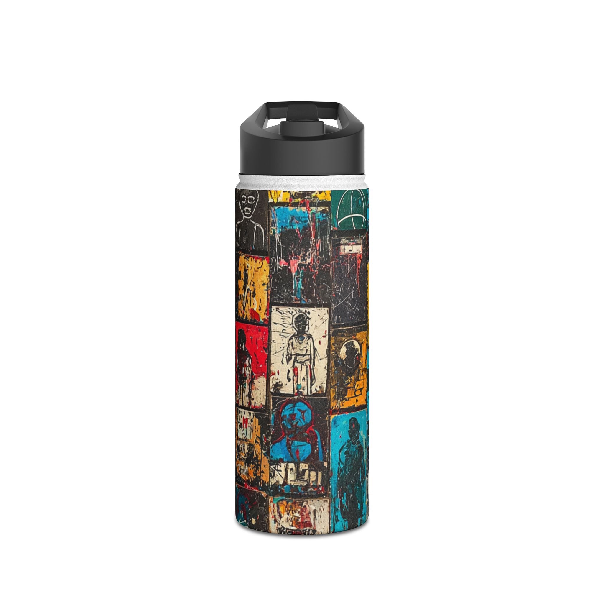 Portrait Grid Crimson - Stainless Steel Water Bottle