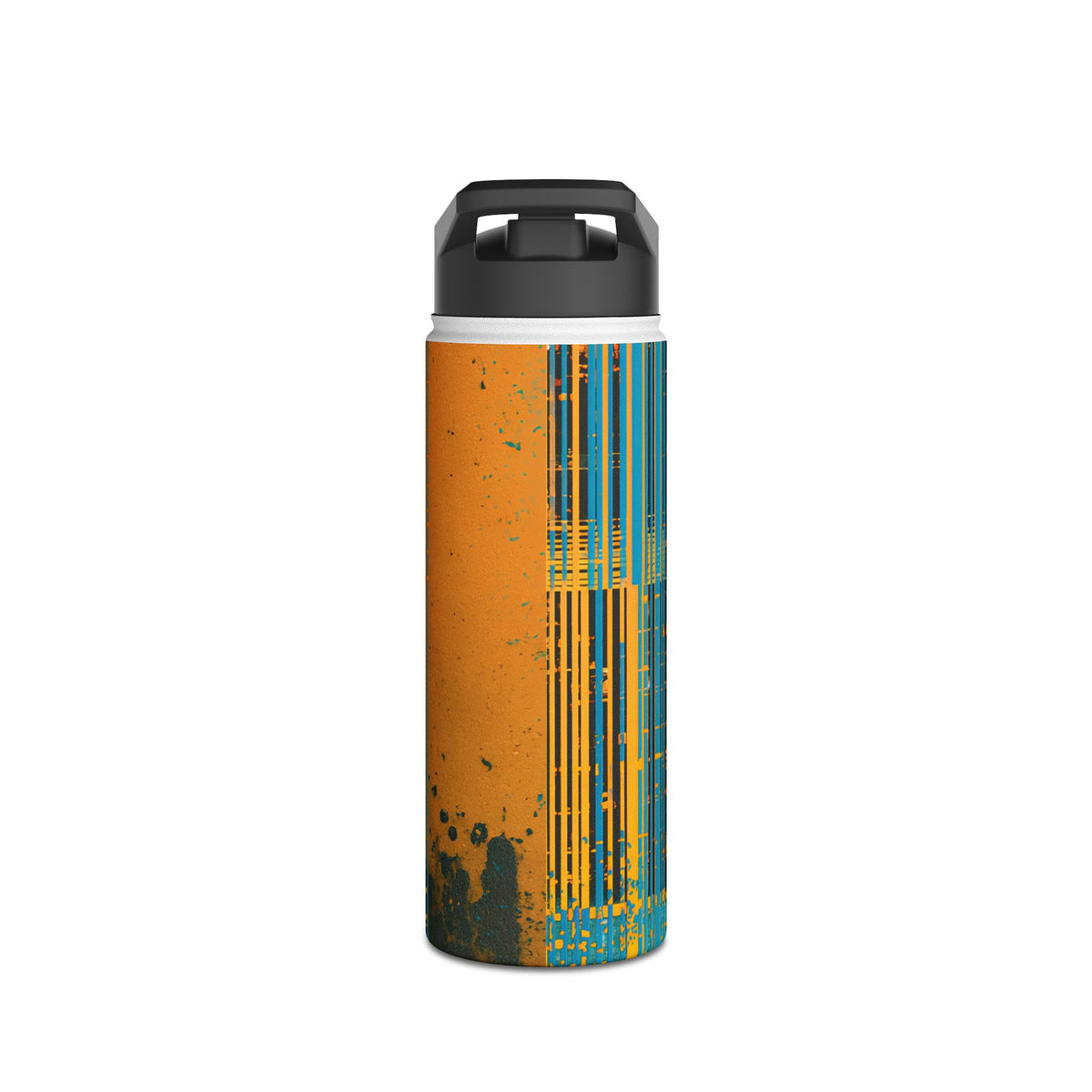 Cyber Glitch Stream · Insulated Water Bottle · Teal