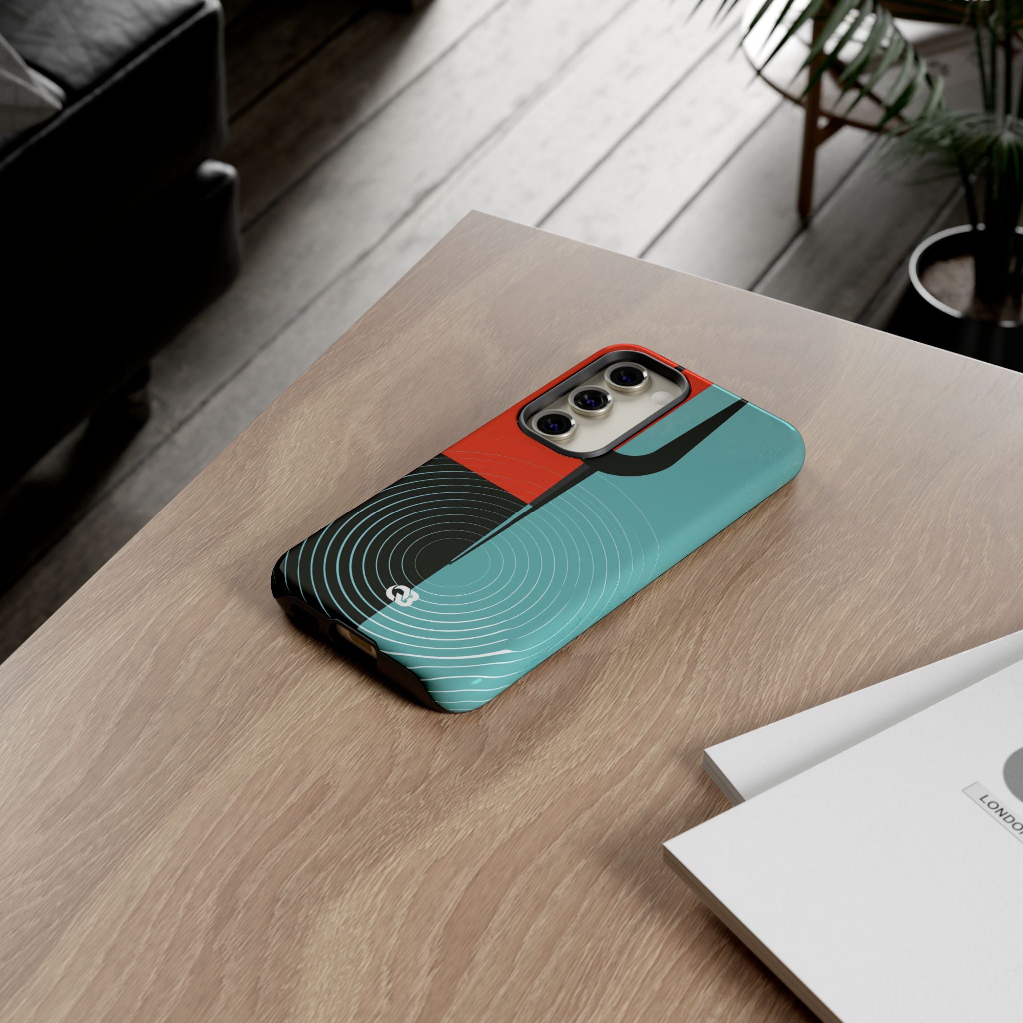Teal Tough Phone Case for Samsung - Sonic Static Split