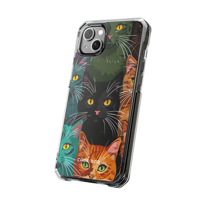 Teal Cat Grid iPhone 14 Plus Case - Impact