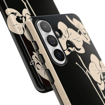 Black Tough Phone Case for Samsung - Obsidian Bone Orchid