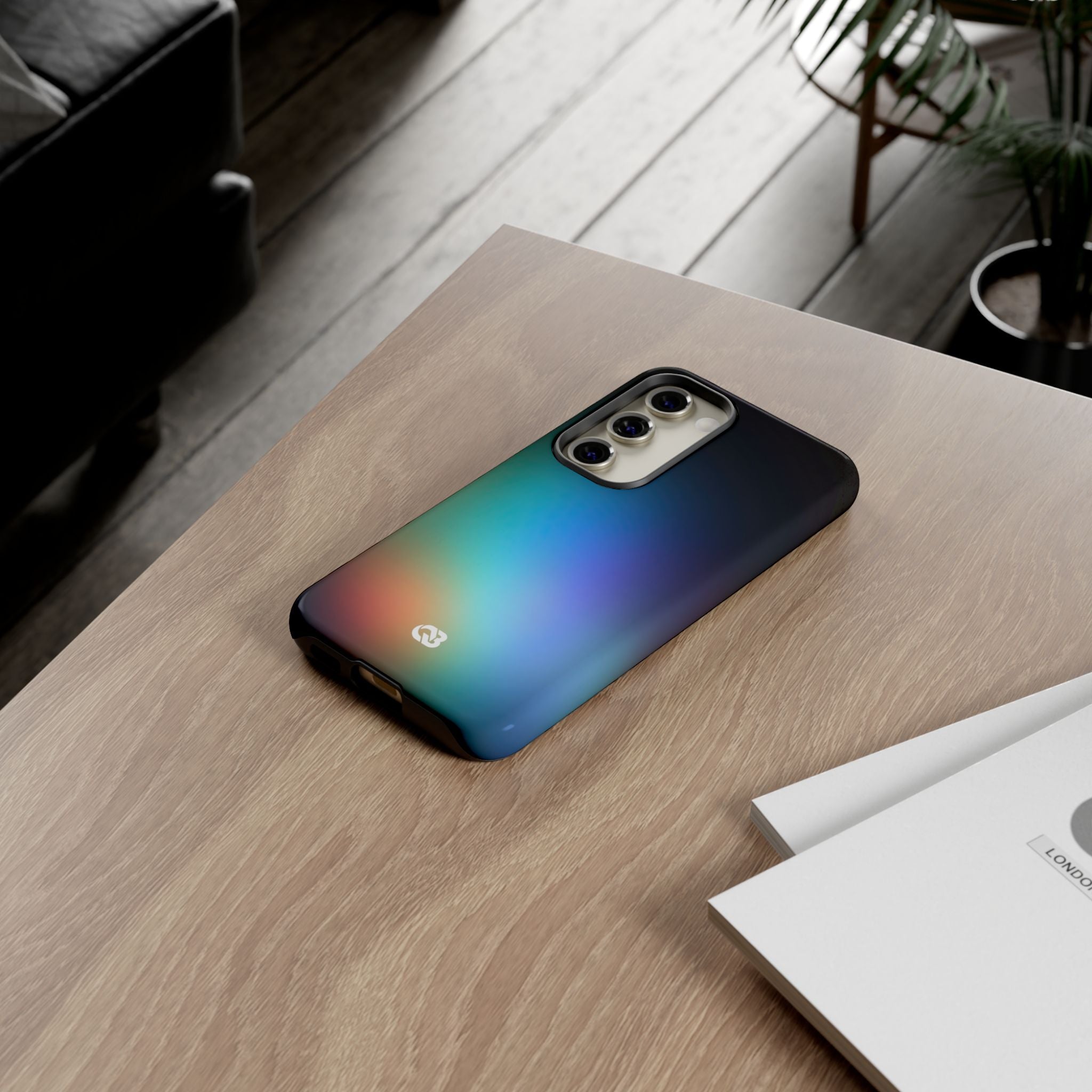 Black Tough Phone Case for Samsung - Electric Prism Grain