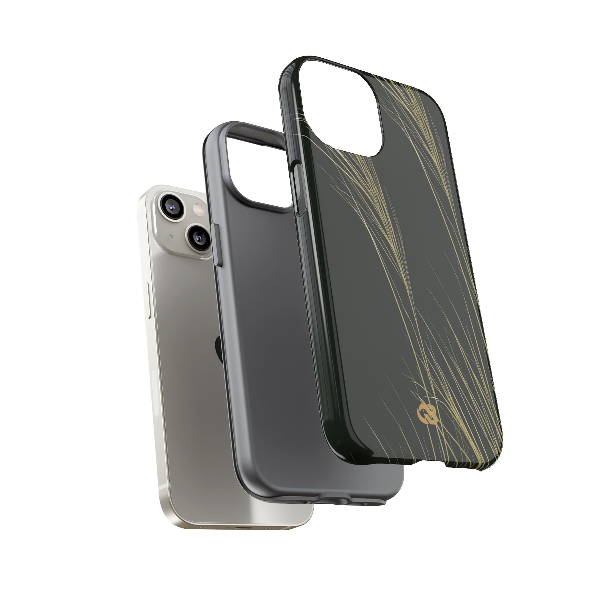 Green Tough Phone Case for iPhone - Midnight Gilded Grass