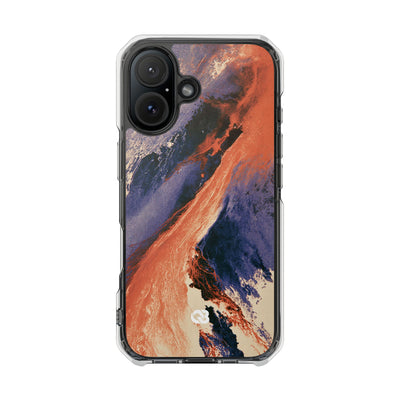Solar Aura Drift · Clear Impact Magnetic Phone Case for iPhone · Orange