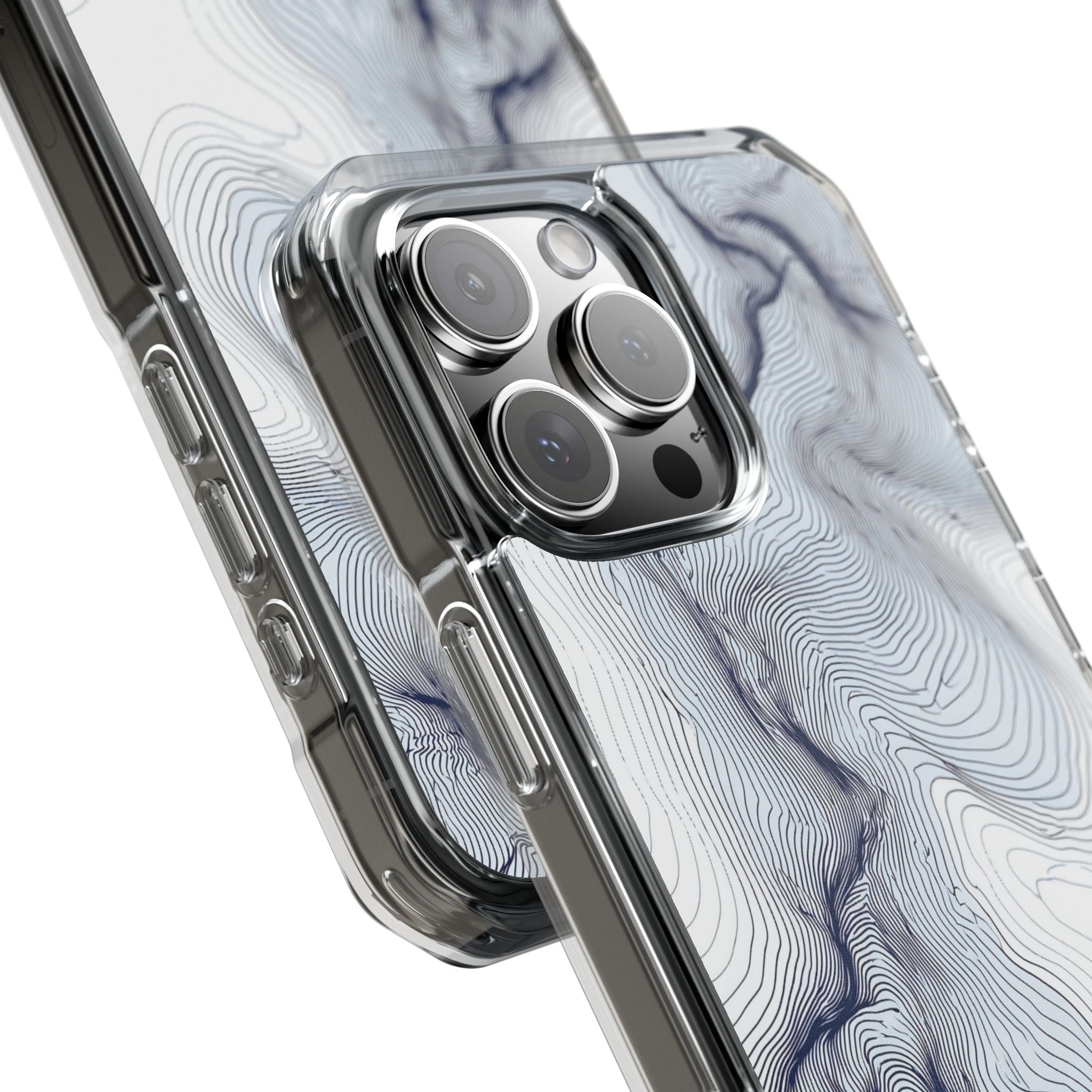 White Impact MagSafe Phone Case for iPhone - Nordic Ridge Topo