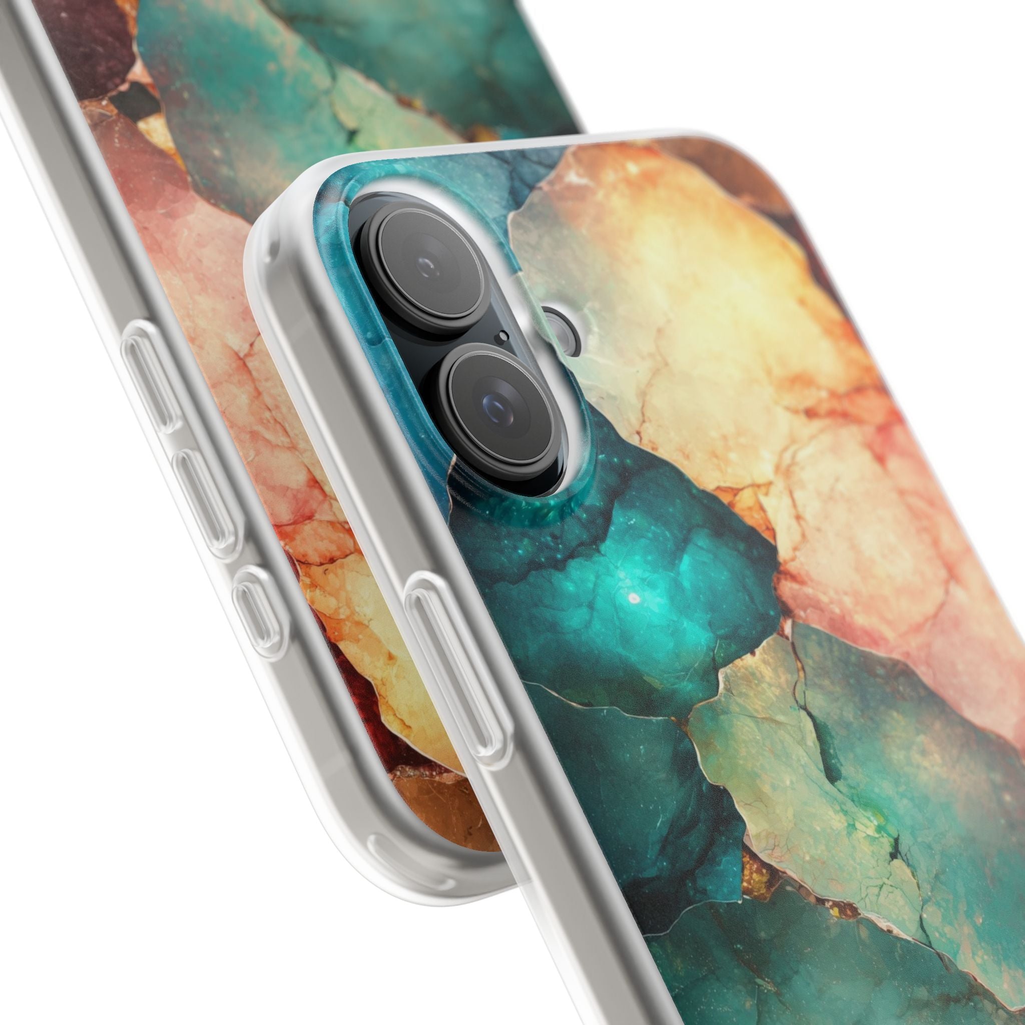 Teal Mosaic Veins iPhone 16 Plus Case - Soft