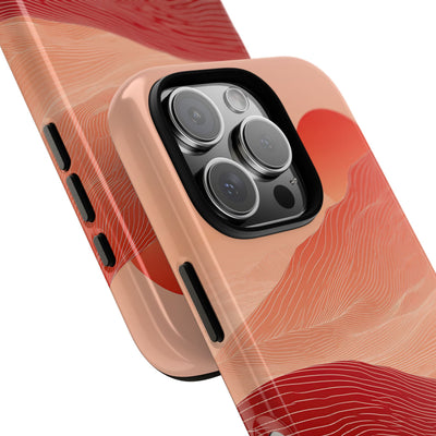 Red Tough Phone Case for iPhone - Crimson Ridge Lines