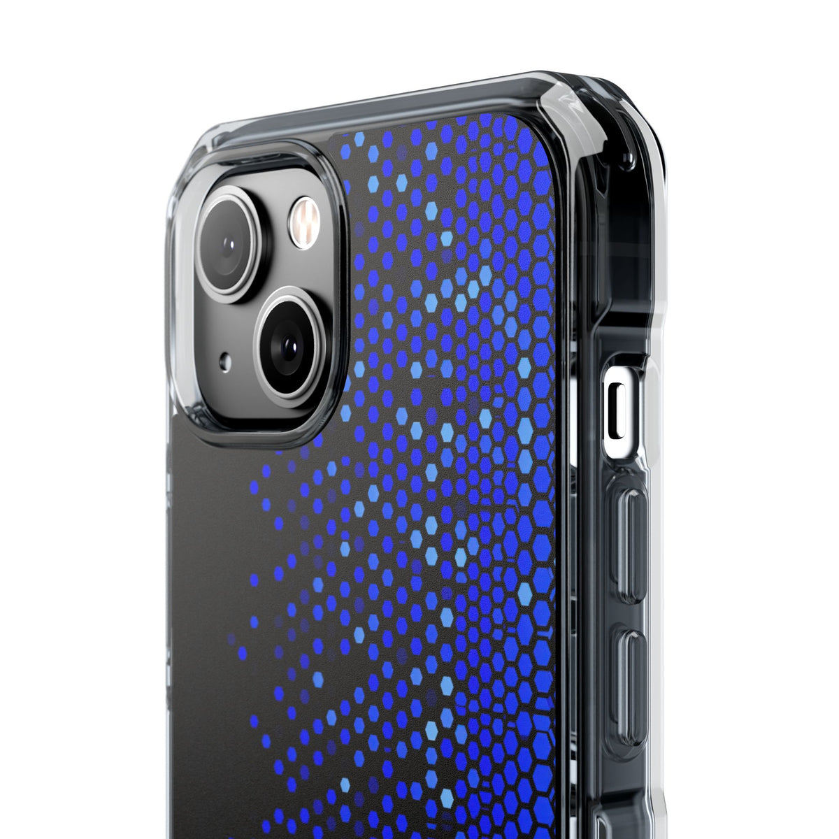 Cobalt Hex Dispersion · Clear Impact Magnetic Phone Case for iPhone · Blue