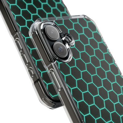 Neon Hex Spectrum · Clear Impact Magnetic Phone Case for iPhone · Teal