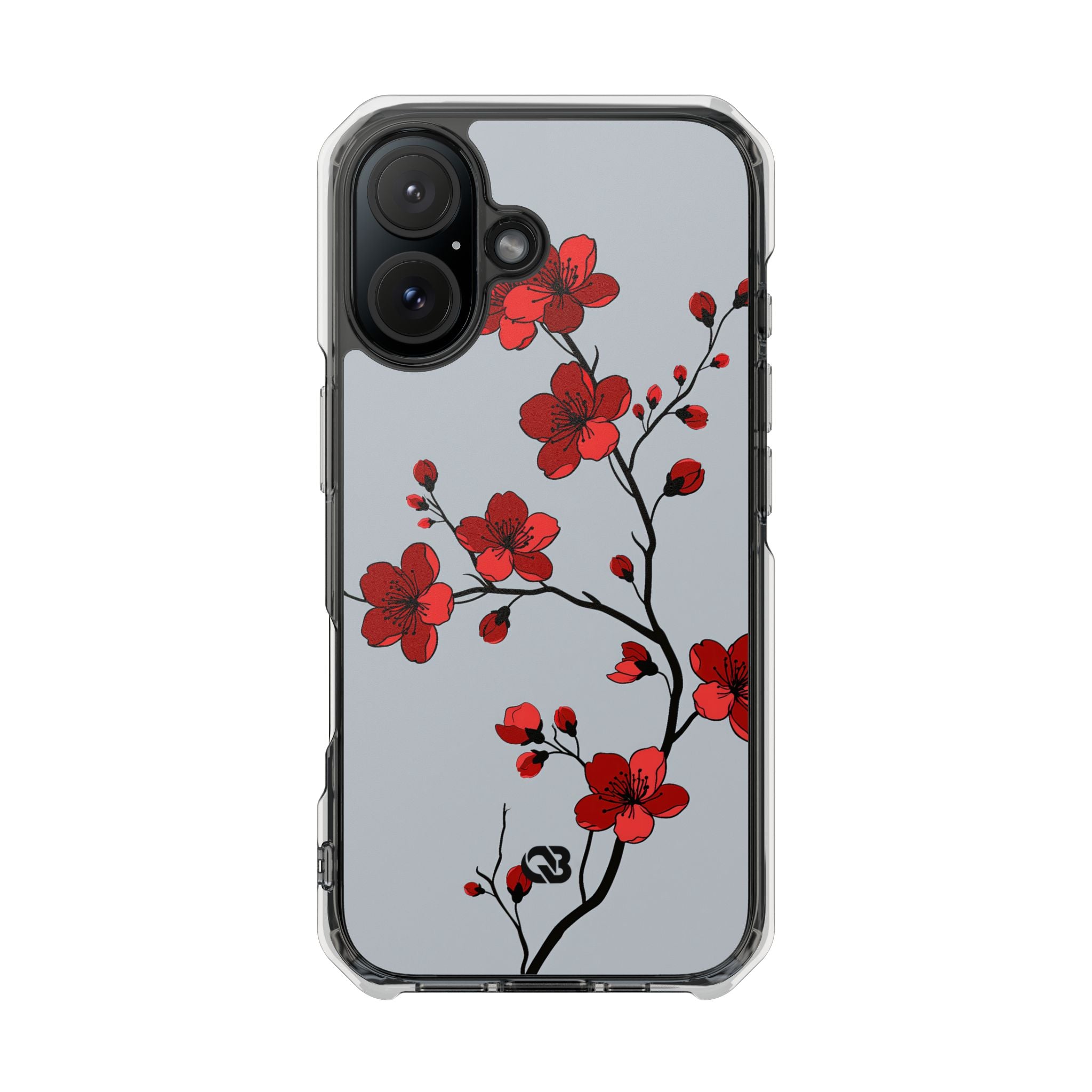 Grey Impact MagSafe Phone Case for iPhone - Crimson Blossom Onyx