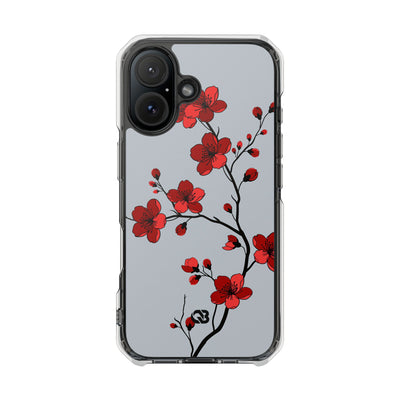 Grey Impact MagSafe Phone Case for iPhone - Crimson Blossom Onyx