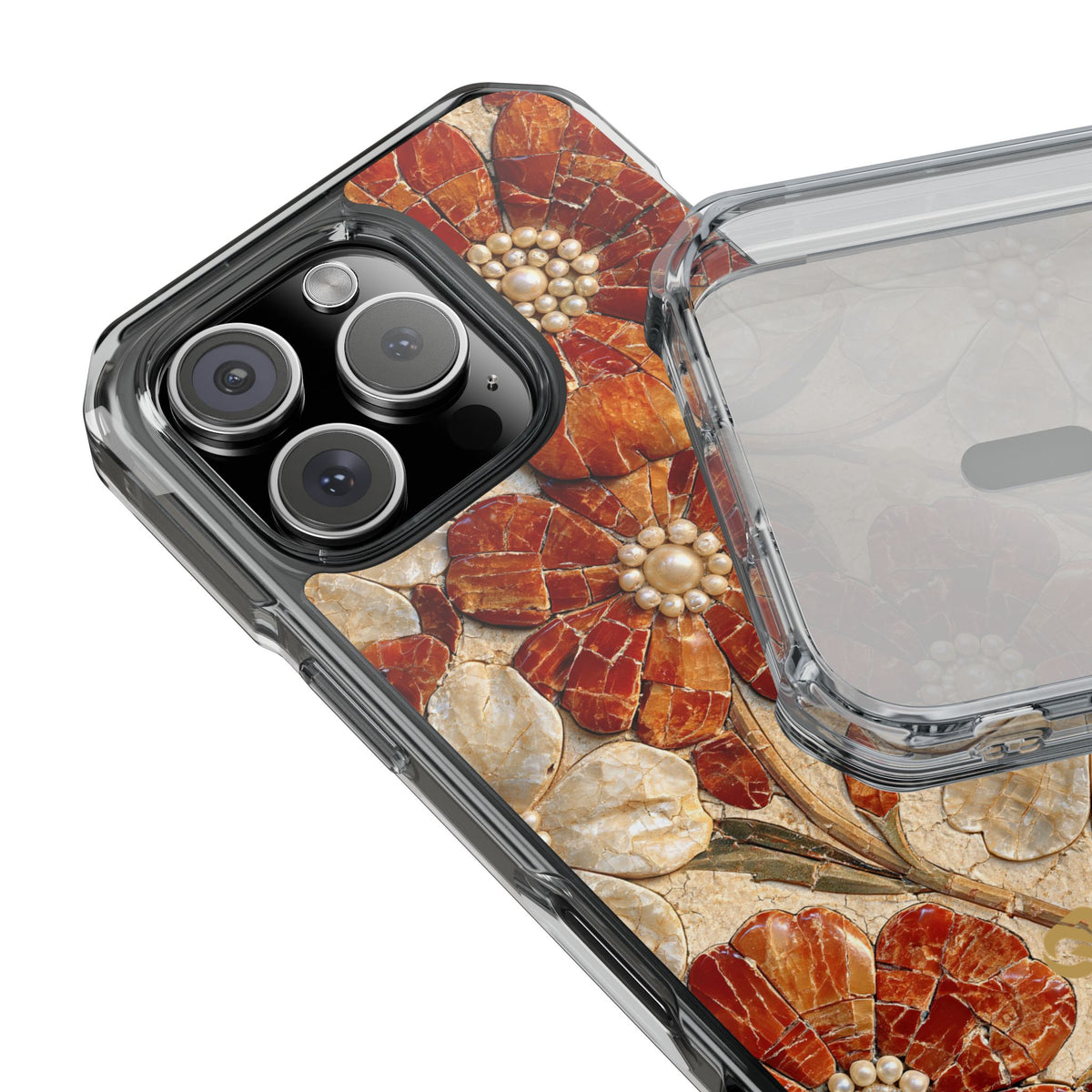 Carnelian Pearl Bloom · Clear Impact Magnetic Phone Case for iPhone · Orange