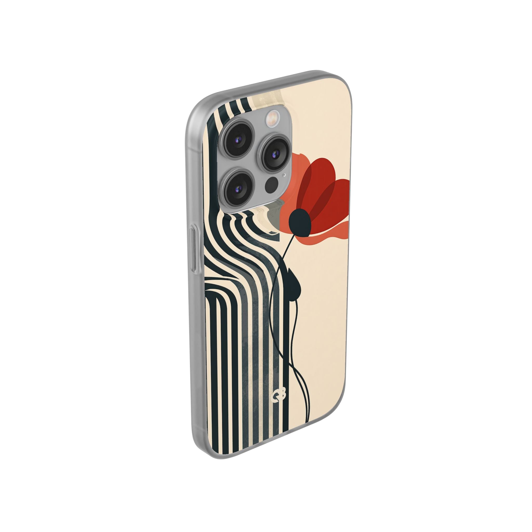 Beige Lite Phone Case for iPhone - Crimson Line Bloom