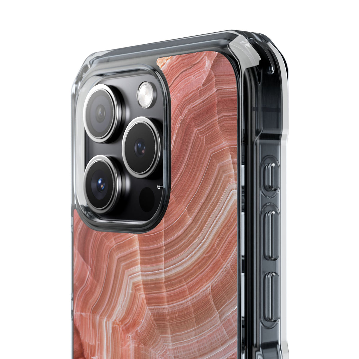 Blushing Rose Strata · Clear Impact Magnetic Phone Case for iPhone · Pink