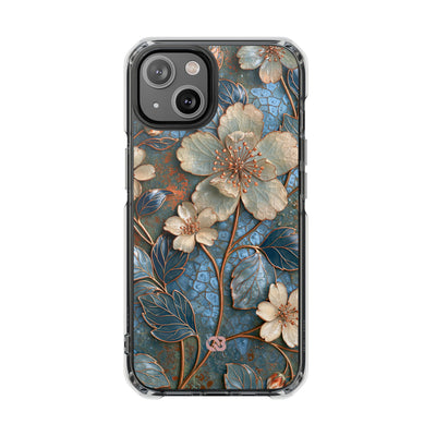 Gilded Blossom Reverie · Clear Impact Magnetic Phone Case for iPhone · Teal