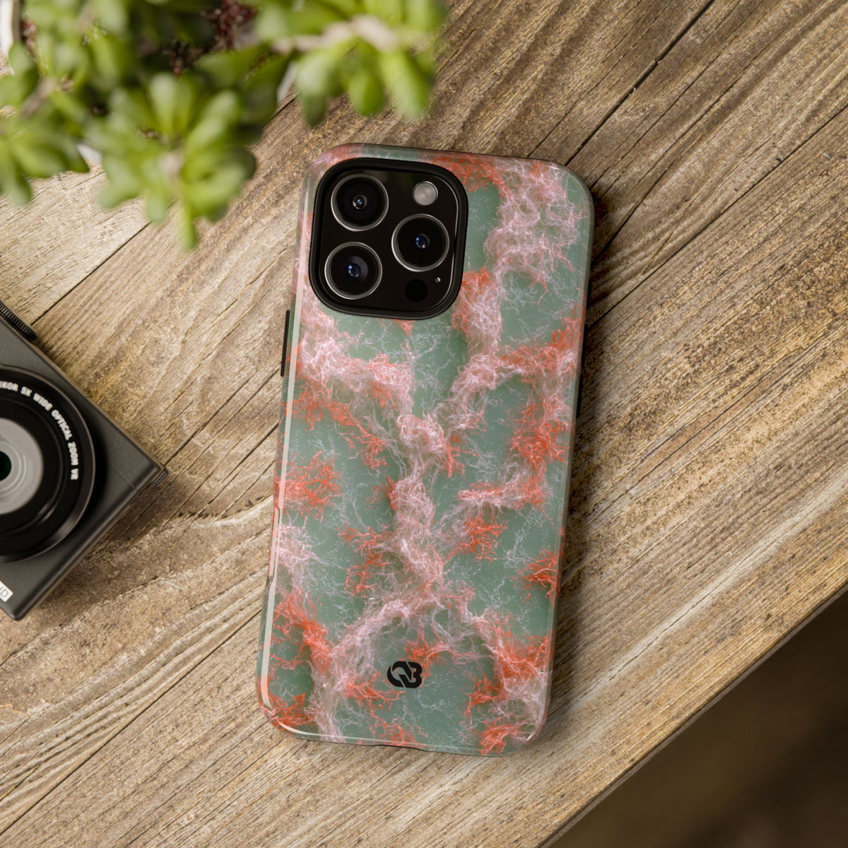 Coral Pixel Matrix · Tough Phone Case for iPhone · Green