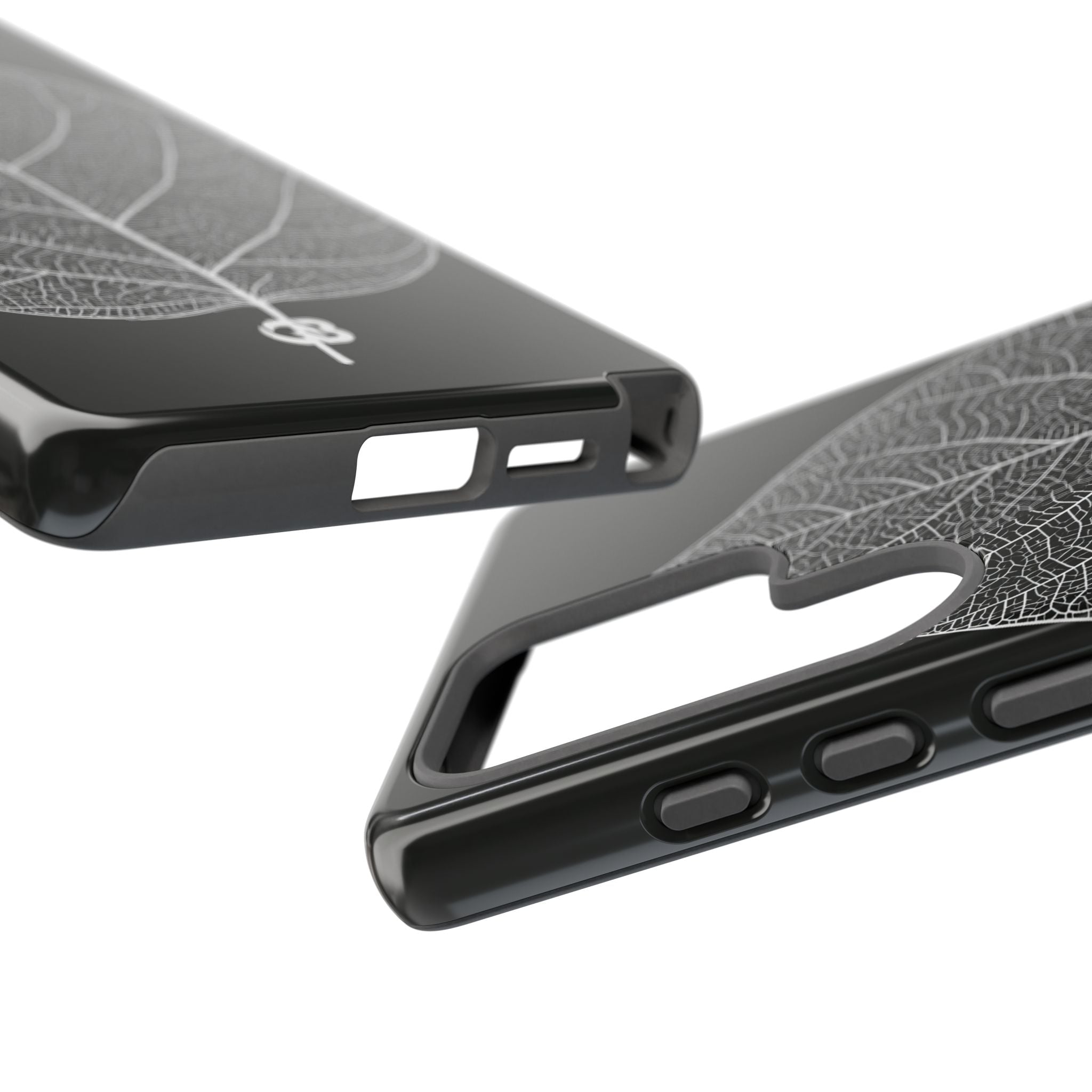 Black Tough Phone Case for Samsung - Bleached Leaf Lattice