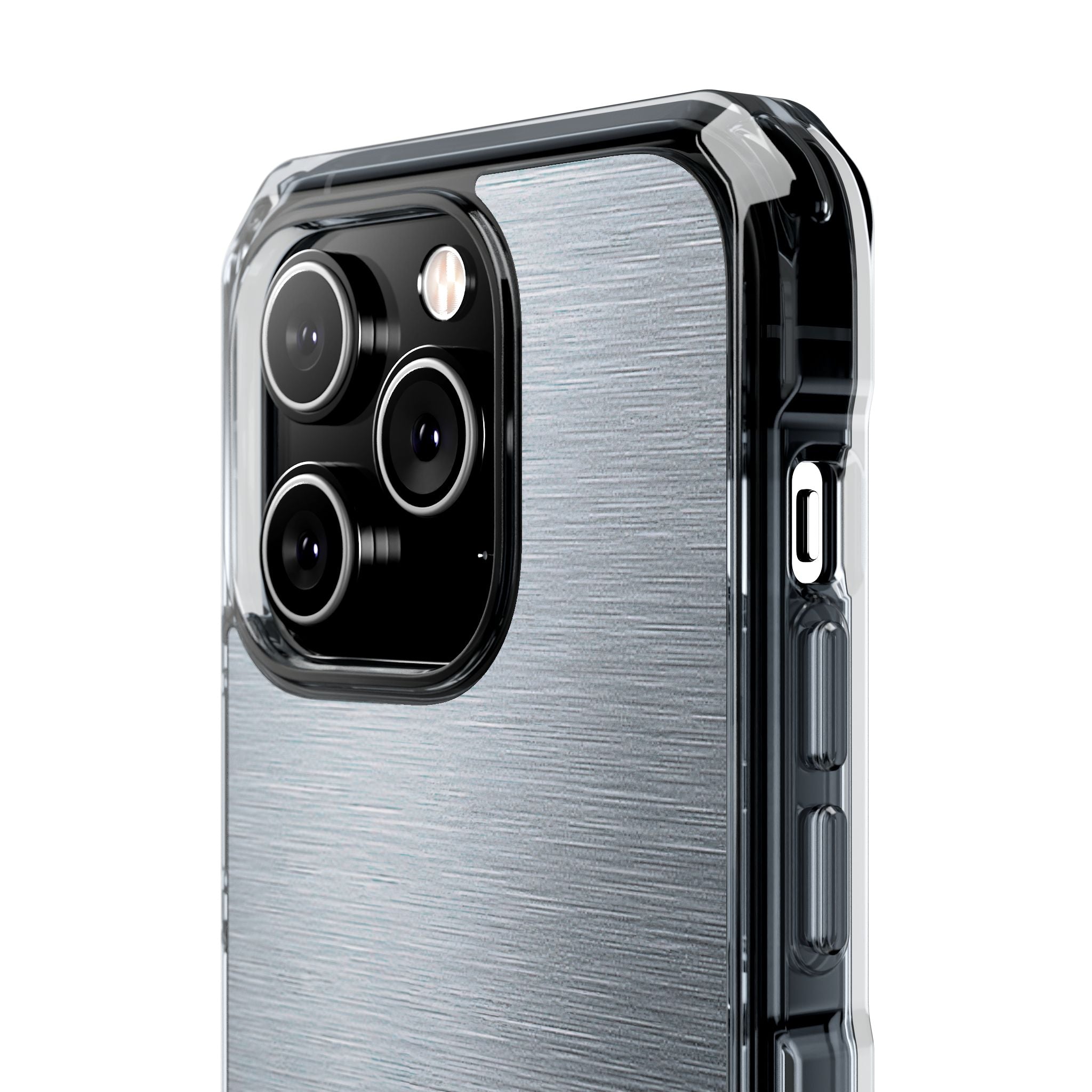 Silver Impact MagSafe Phone Case for iPhone - Satin Chrome Grain