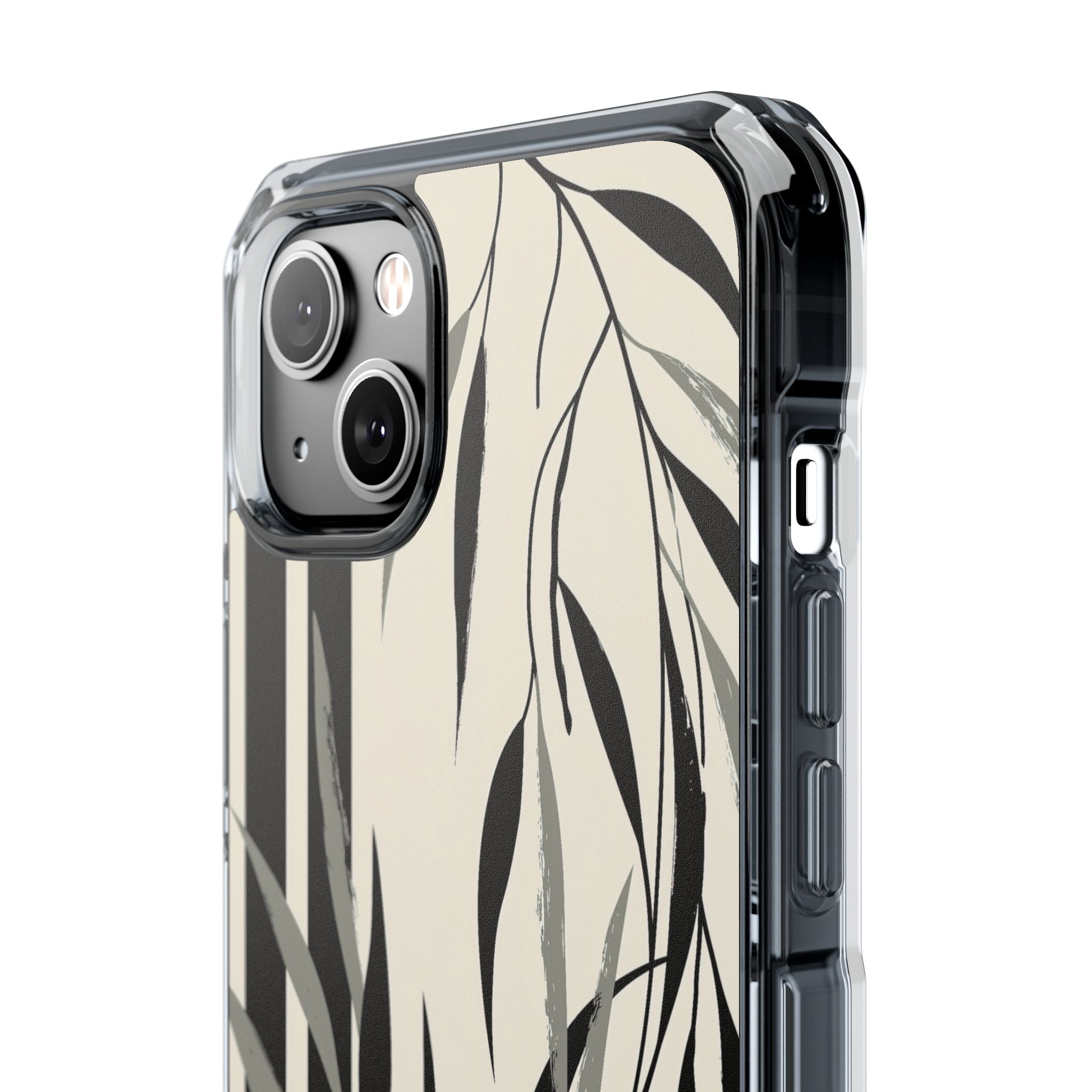 Beige Impact MagSafe Phone Case for iPhone - Soot Leaf Sketch