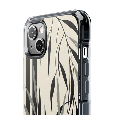 Beige Impact MagSafe Phone Case for iPhone - Soot Leaf Sketch