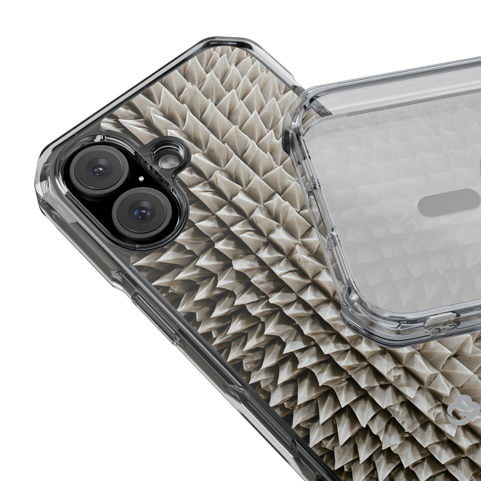 Beige Impact MagSafe Phone Case for iPhone - Bone Spiked Grid