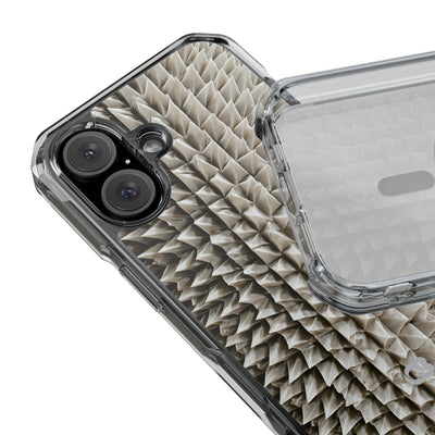 Beige Impact MagSafe Phone Case for iPhone - Bone Spiked Grid