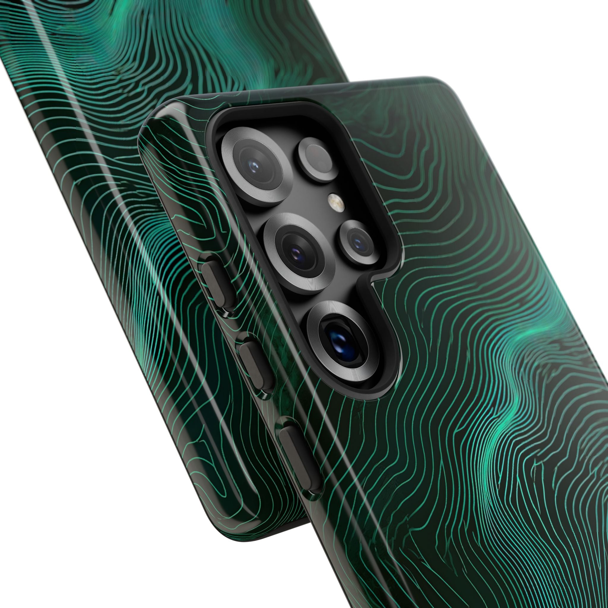 Teal Tough Phone Case for Samsung - Neon Jade Contour