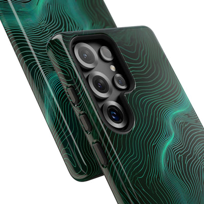 Teal Tough Phone Case for Samsung - Neon Jade Contour