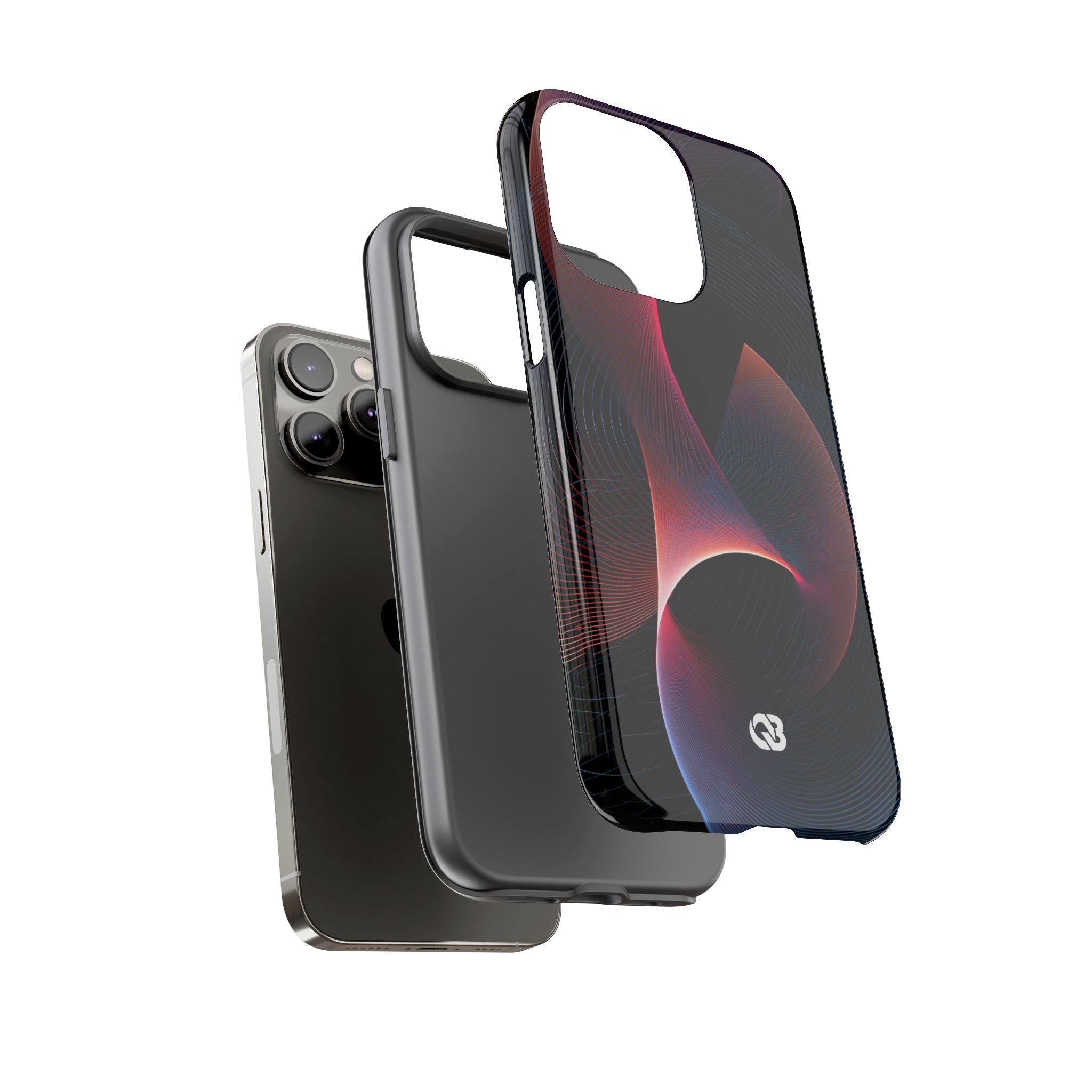Black Tough Phone Case for iPhone - Cobalt Crimson Flux
