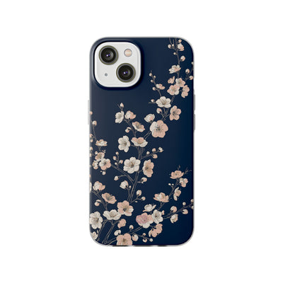 Blue Lite Phone Case for iPhone - Midnight Peach Sakura