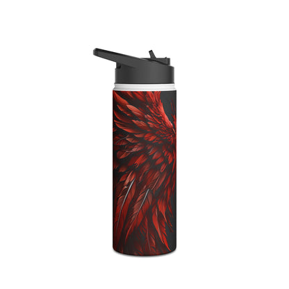 Crimson Silver Wings - Stainless Steel Water Bottle