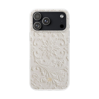 White Lite Phone Case for iPhone - Alabaster Floral Relief