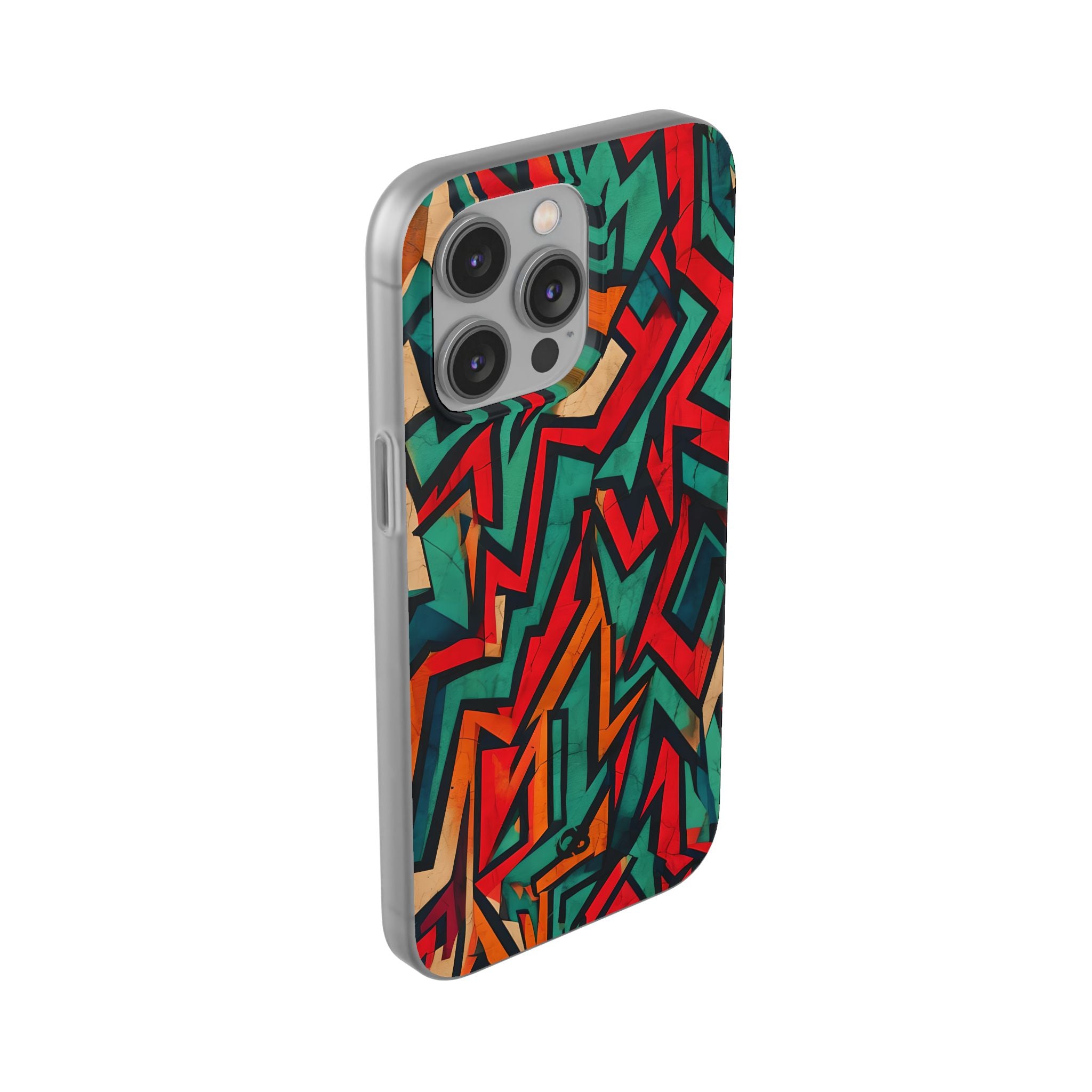 Jagged Teal Static · Soft Phone Case for iPhone