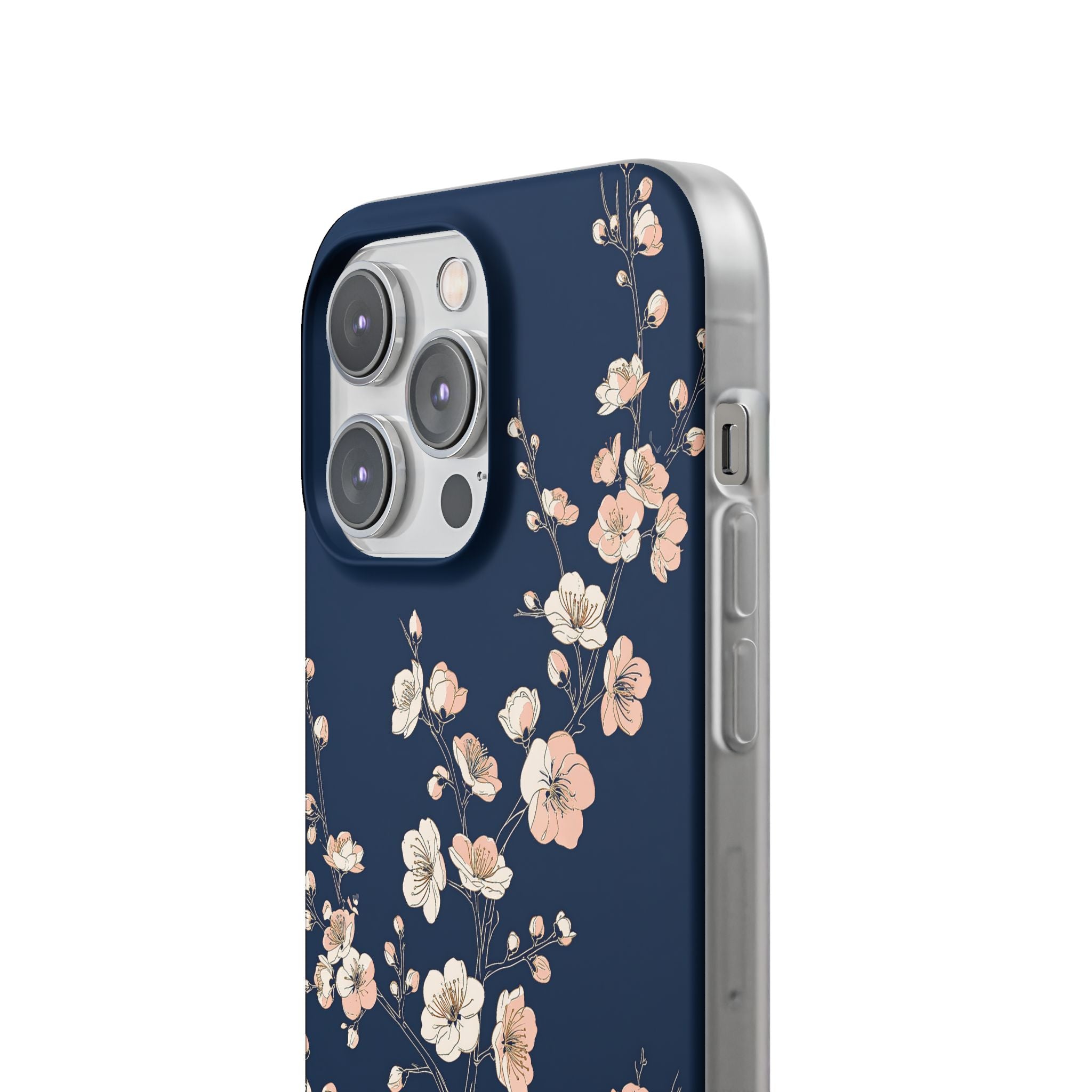 Blue Lite Phone Case for iPhone - Midnight Peach Sakura