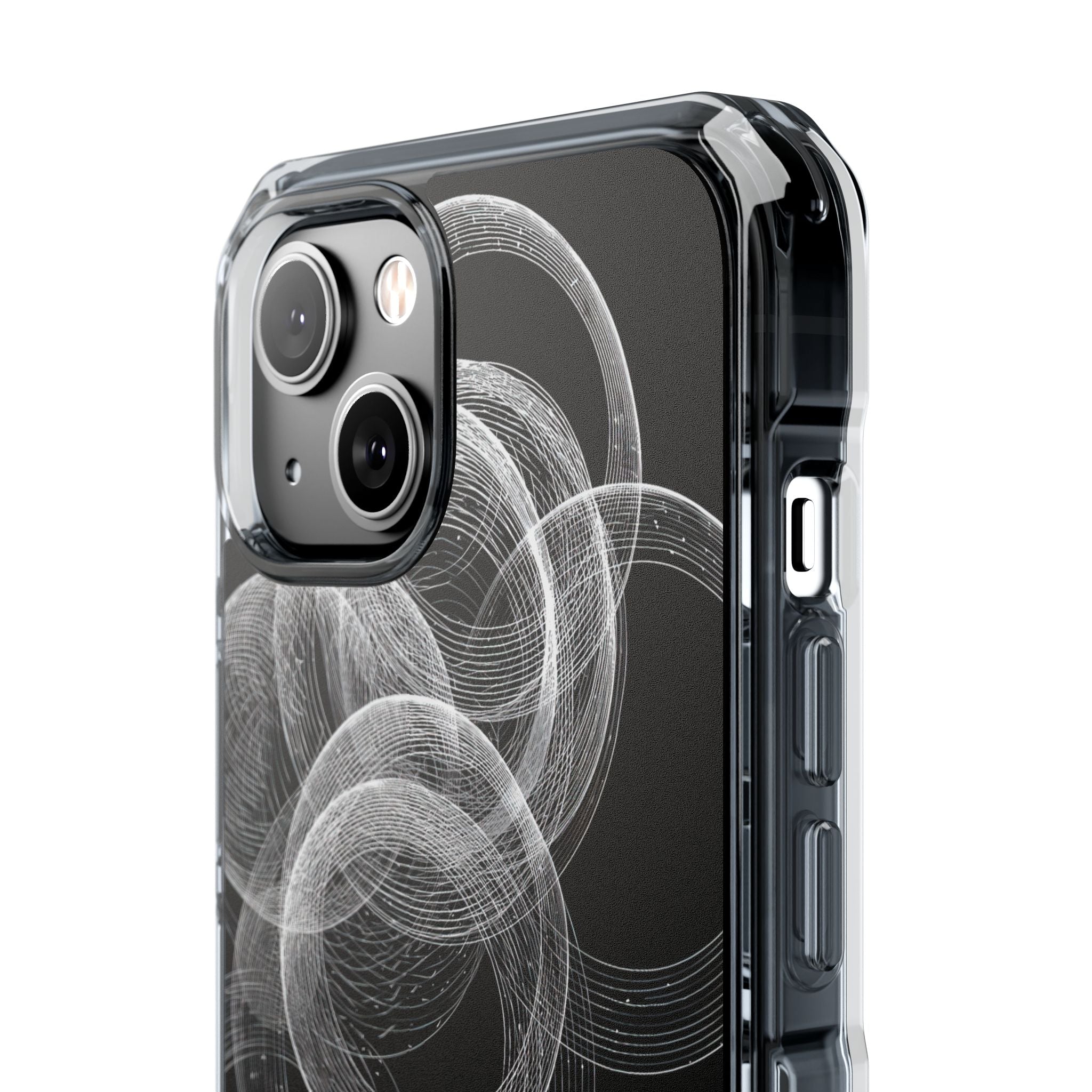 Black Impact MagSafe Phone Case for iPhone - Kinetic Wireframe Orbit