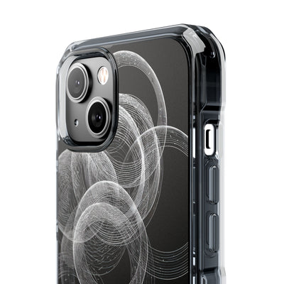 Black Impact MagSafe Phone Case for iPhone - Kinetic Wireframe Orbit