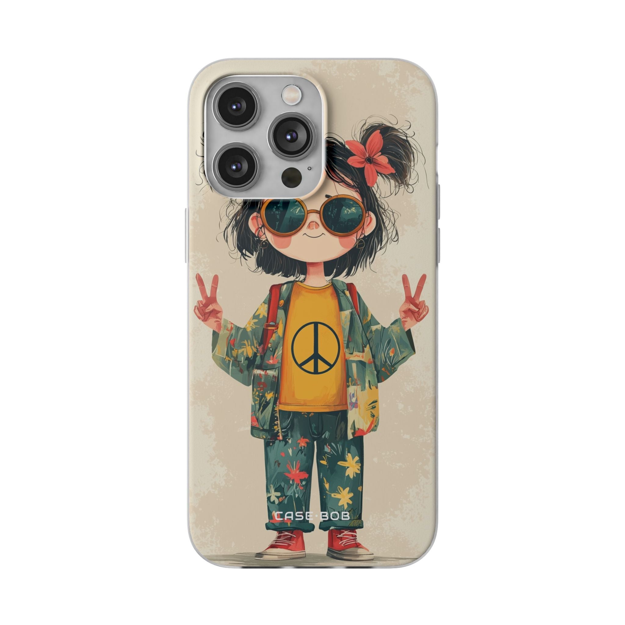 Peace Pigtails iPhone 14 Pro Max -pehmeä suojakotelo