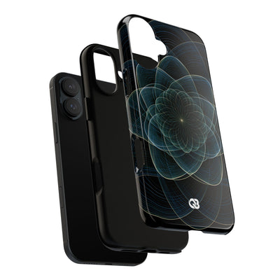 Blue Tough Phone Case for iPhone - Celestial Wireframe Bloom
