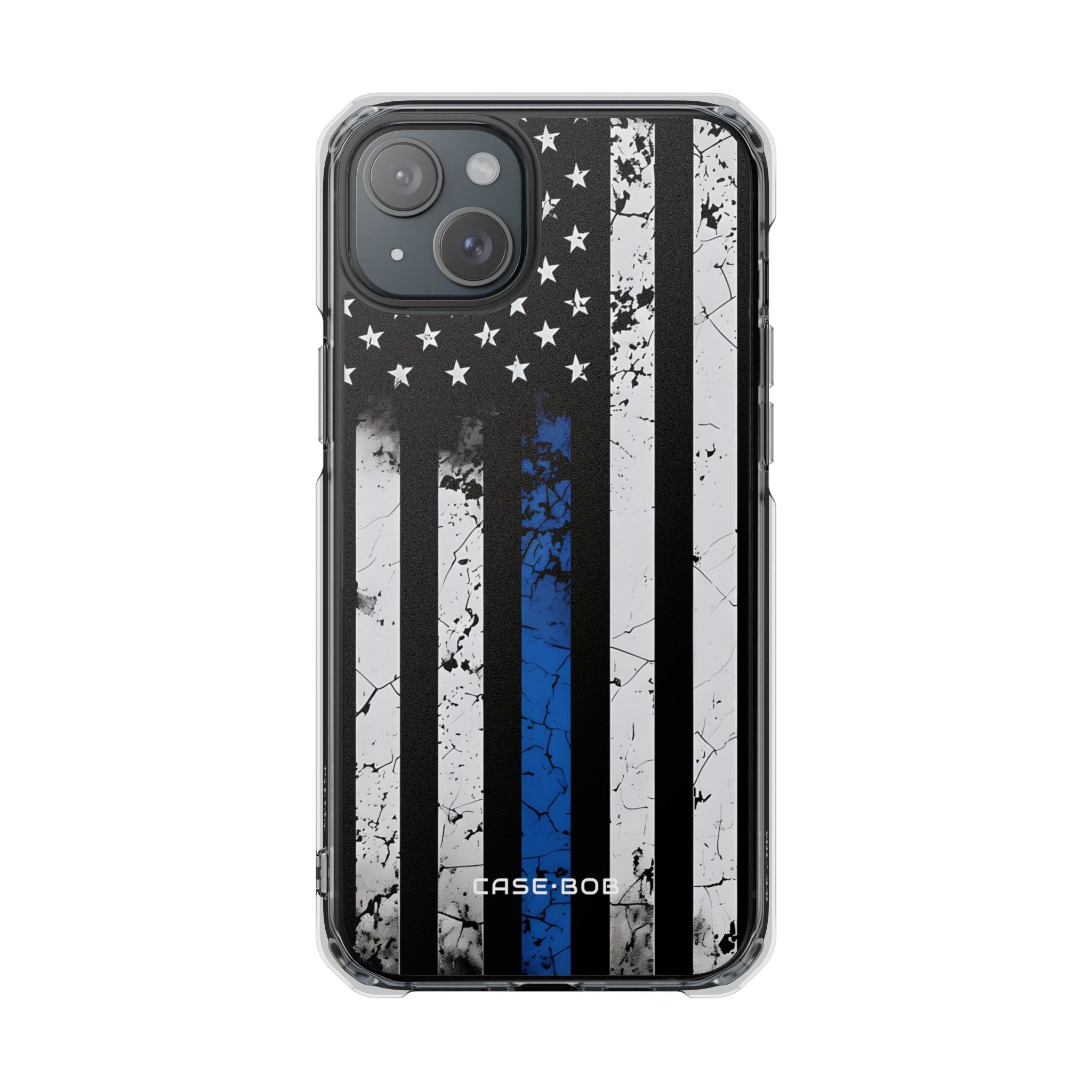 Blau gestreifte Flagge iPhone 15 Plus Case - Impact