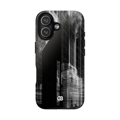 Black Tough Phone Case for iPhone - Ghost Urban Wireframe