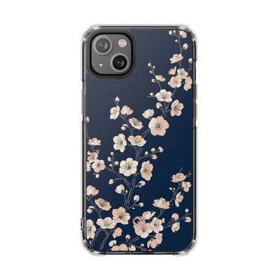 Blue Impact MagSafe Phone Case for iPhone - Midnight Peach Sakura