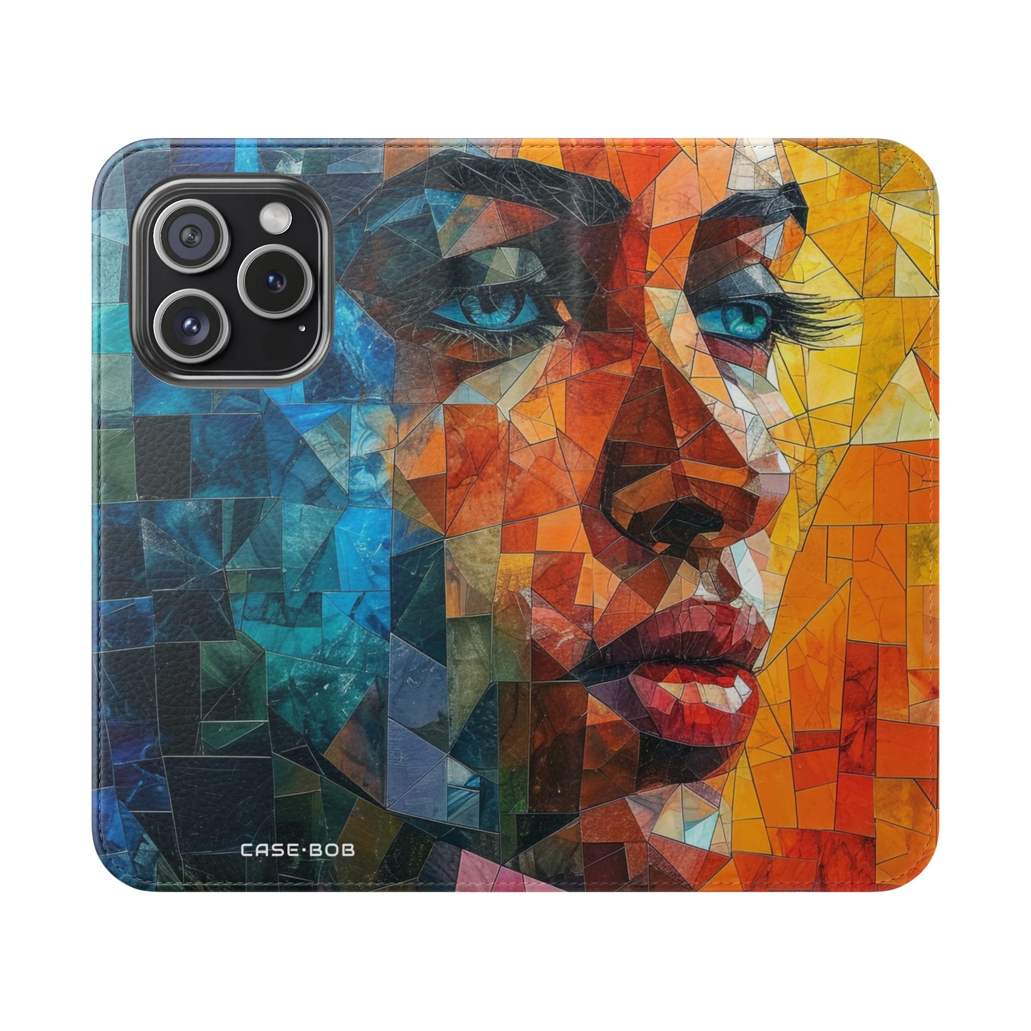 Mosaic Gaze Blauw - iPhone 15 Pro Case - Portemonnee