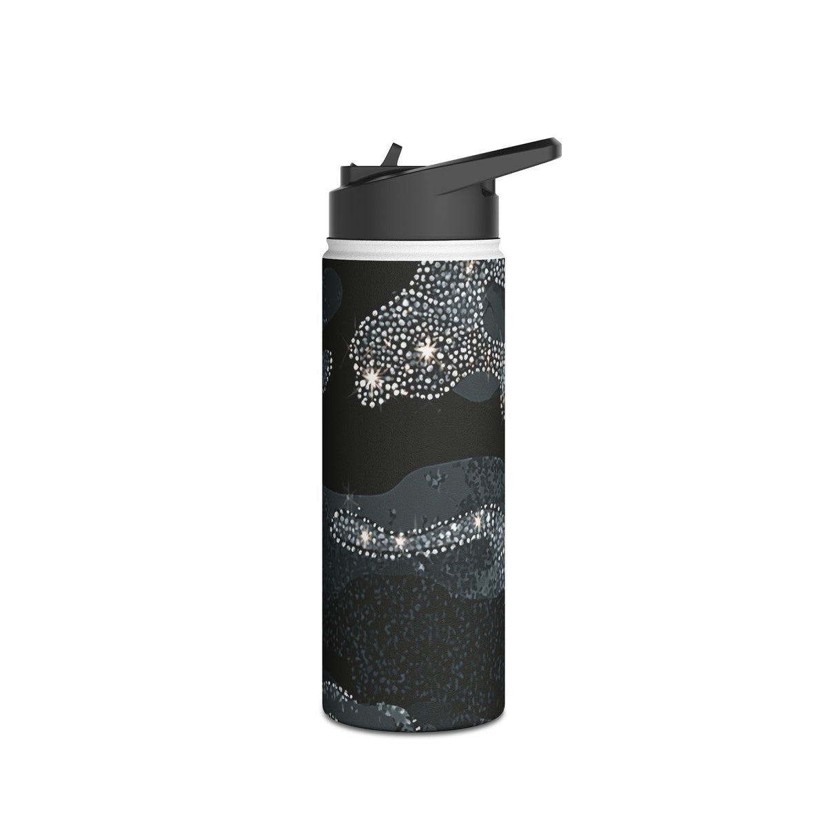 Glitter Shadow Camo · Insulated Water Bottle · Black